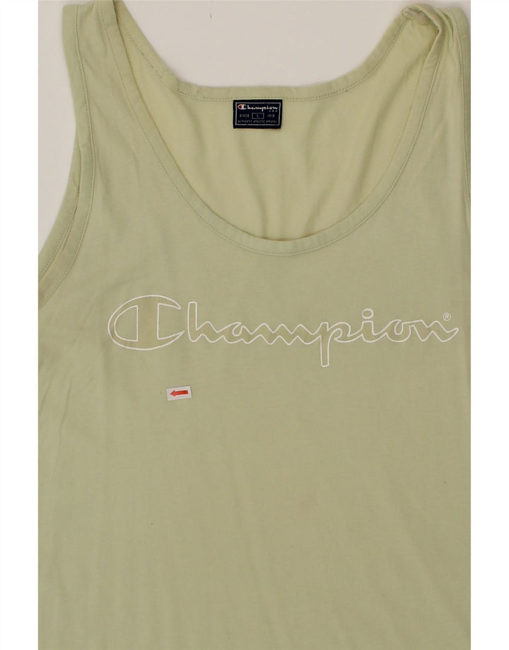 CHAMPION Mens Graphic Vest Top Large Green Cotton Vintage Champion and Second-Hand Champion from Messina Hembry 
