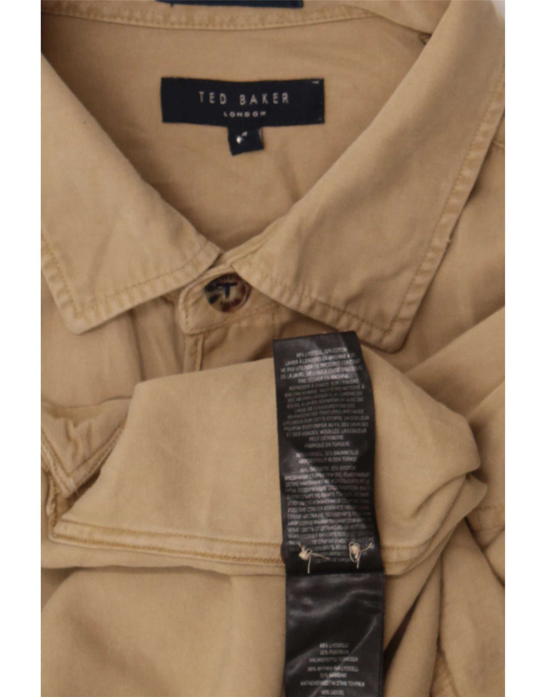 Ted Baker Chemise Homme Taille 4 Large Beige Lyocell