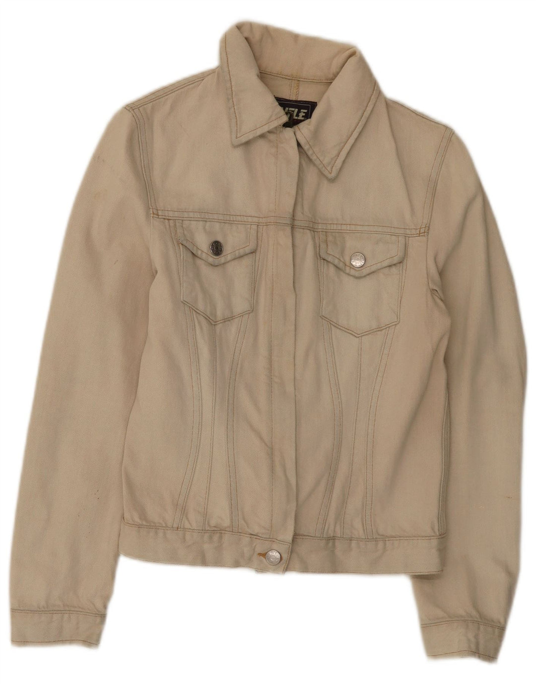 Rifle Womens Crop Denim Jacket UK 12 Coton Beige Moyen