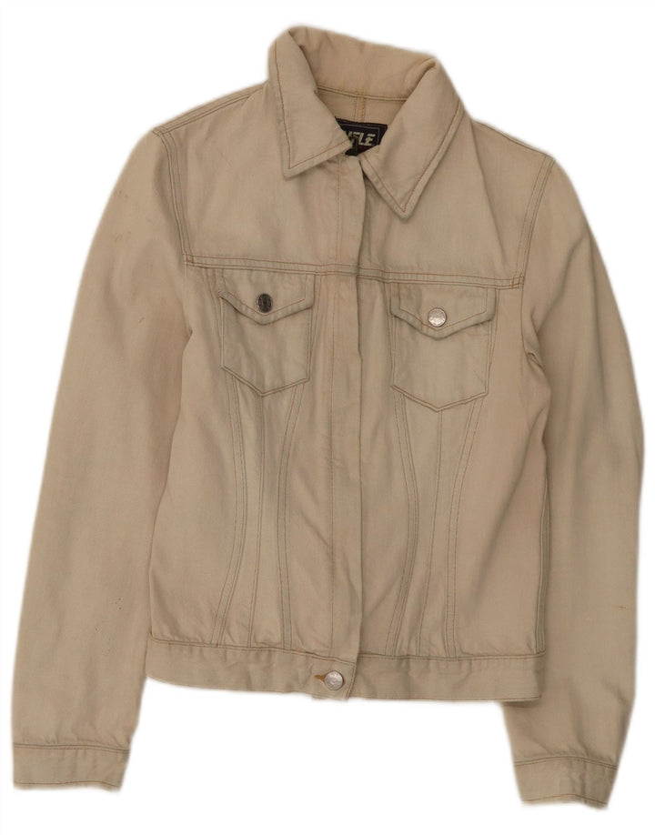 Rifle Womens Crop Denim Jacket UK 12 Coton Beige Moyen