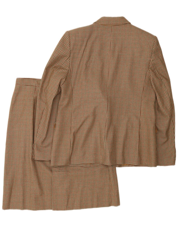 vintage Womens 2 Bouton Pièce Jupe Set IT 48 XL Marron Pied-de-poule