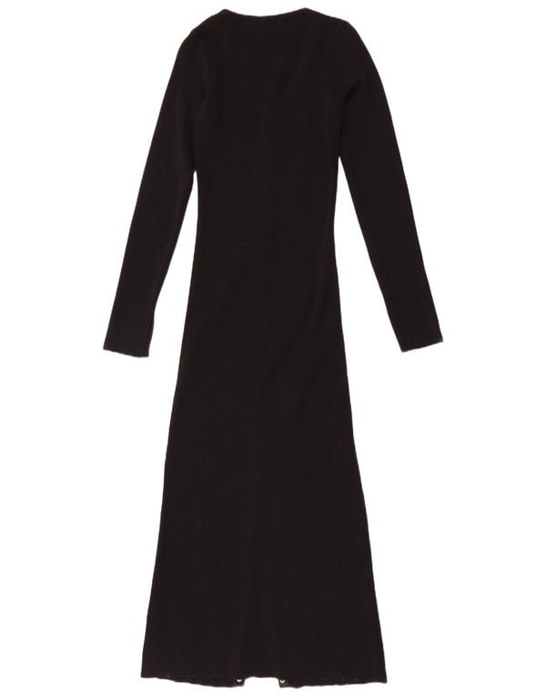 Zara Robe longue à manches longues pour femme UK 12 Noir moyen