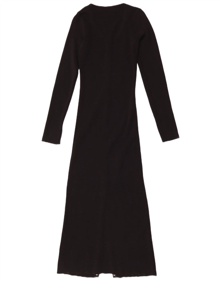 Zara Robe longue à manches longues pour femme UK 12 Noir moyen