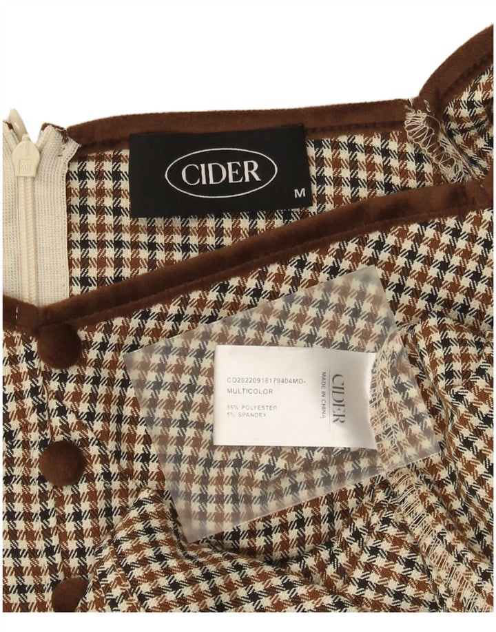 Cider Robe trapèze à épaules dénudées pour femme UK 42, pied-de-poule marron moyen