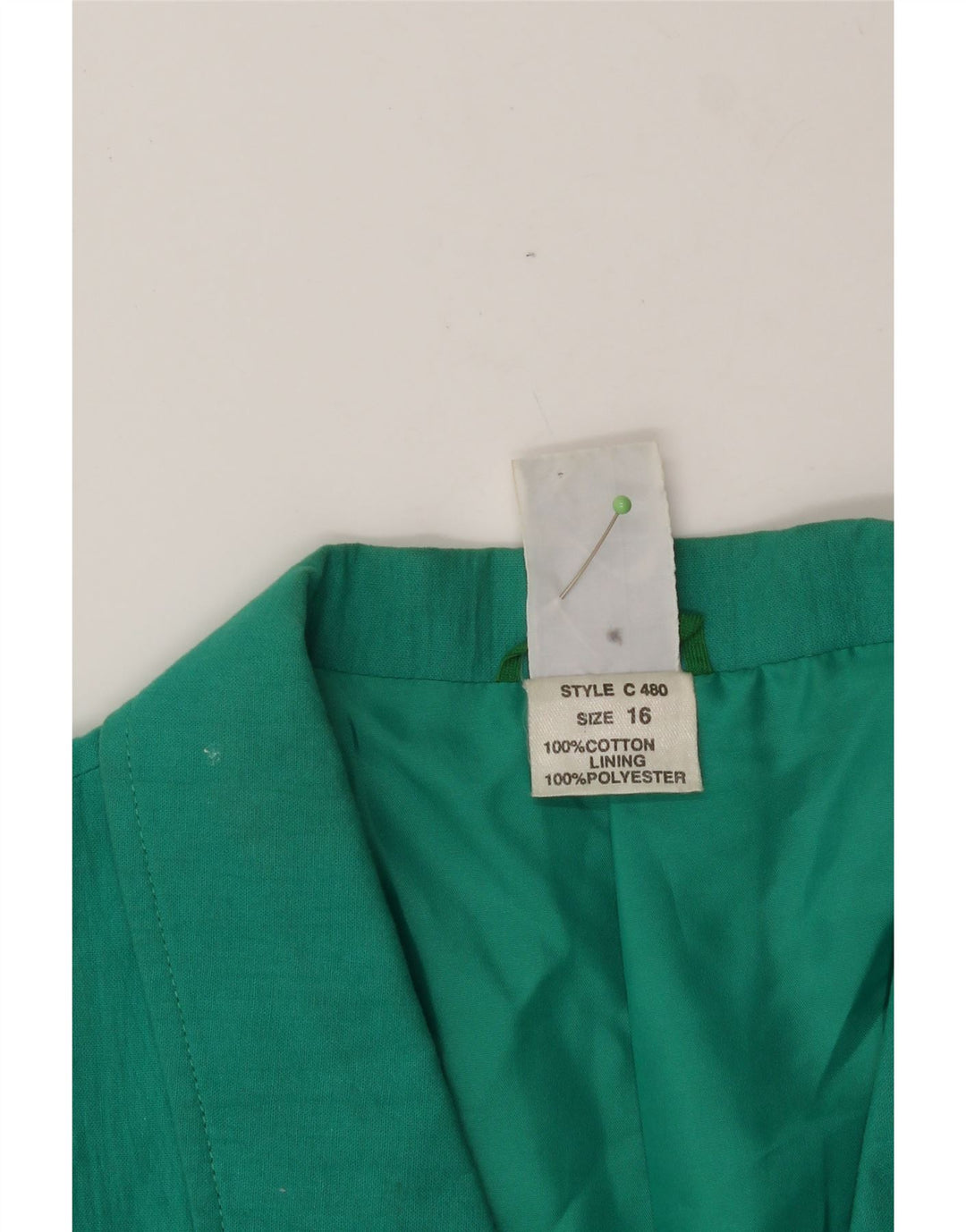 VINTAGE Womens Double Breasted Blazer Jacket UK 16 Large  Turquoise Cotton Vintage Vintage and Second-Hand Vintage from Messina Hembry 