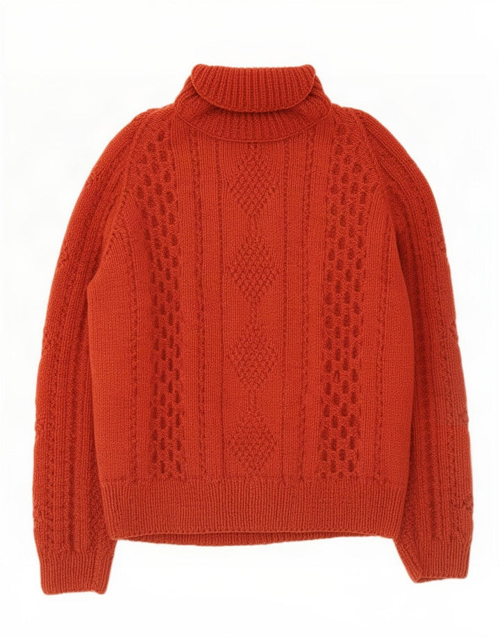 vintage Femmes Roll Neck Jumper Pull UK 12 Orange Moyen