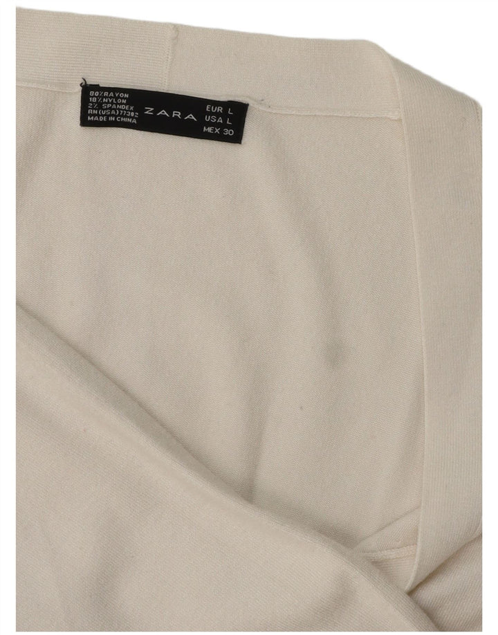 Zara Womens Cardigan Sweater UK 16 Grande Rayonne Blanche