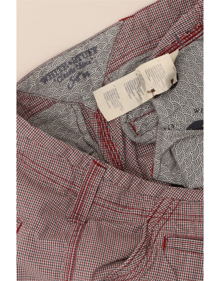 WHITE STUFF Short Chino Homme W34 Large Rouge Vichy Coton