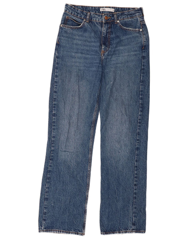 Zara Jean droit taille haute pour femme EU 36 XS W26 L31 Bleu Coton