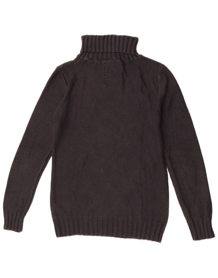 vintage Femmes Roll Neck Jumper Pull UK 12 Moyen Noir Argyle/Diamant