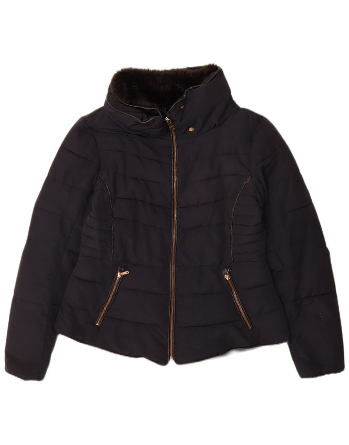 Zara Veste matelassée pour femme UK 16 Large Bleu marine
