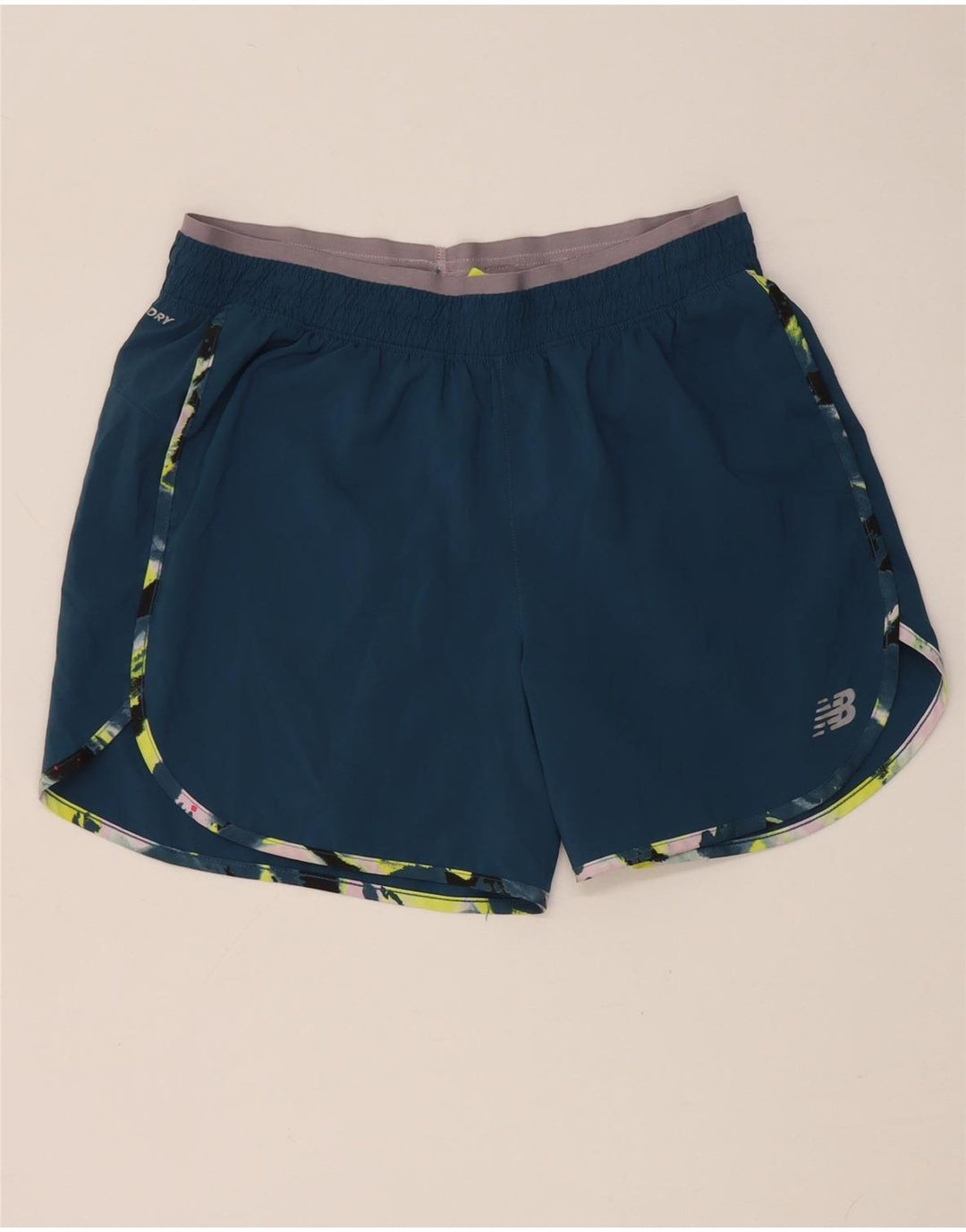 New Balance Short de Sport Graphique Femme UK 14 Bleu Moyen Polyester