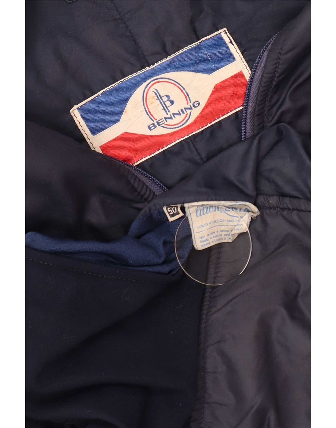 veste de ski rembourrée vintage pour homme taille 50 bleu marine moyen colourblock rétro