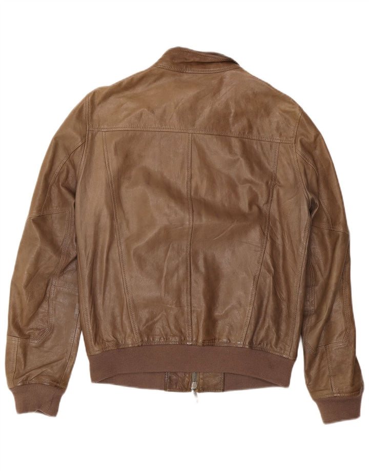 Jeckerson Veste en cuir bomber pour homme UK 36 Petit cuir marron