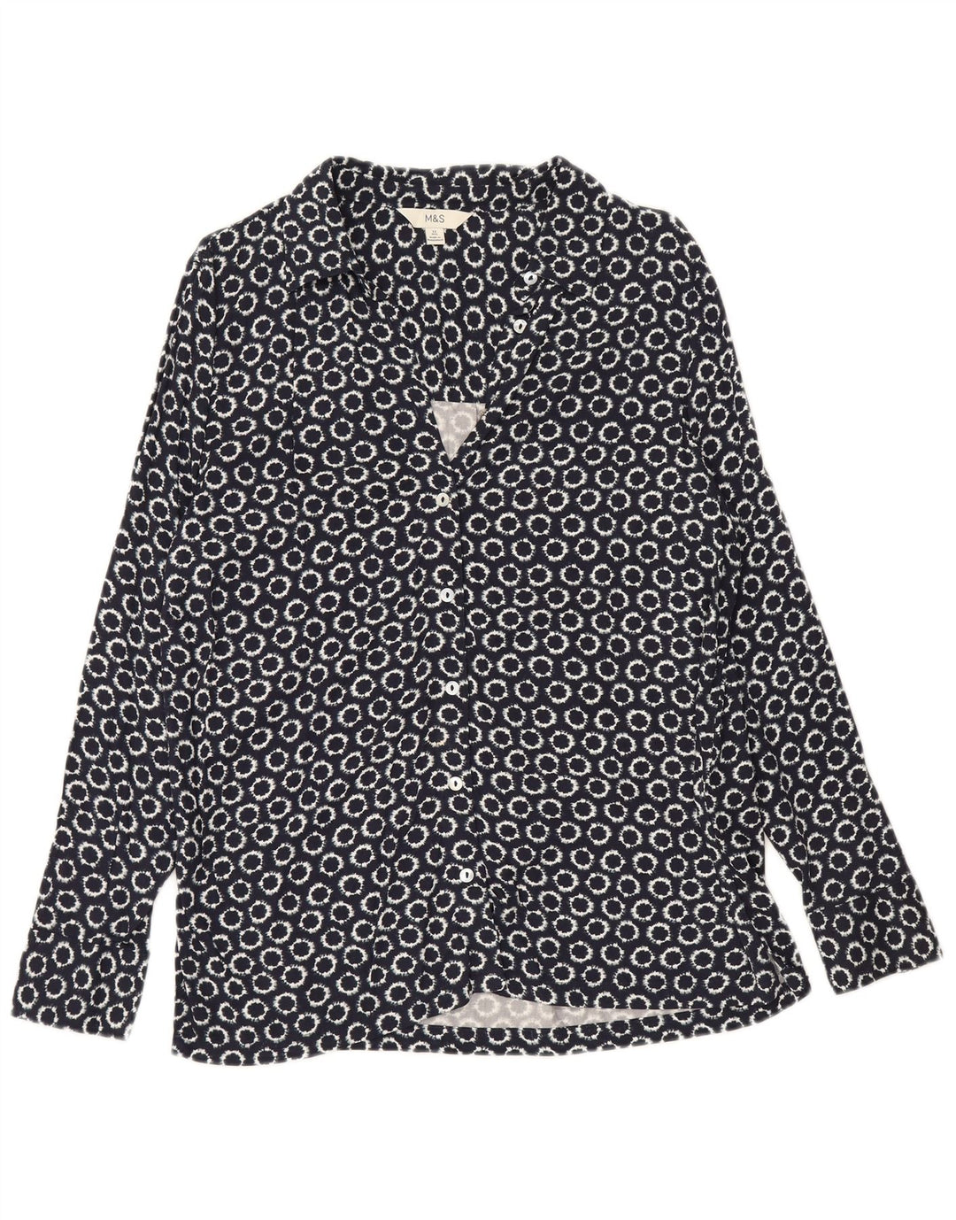 Marks & Spencer Chemise ample pour femme UK 12 Bleu marine moyen géométrique