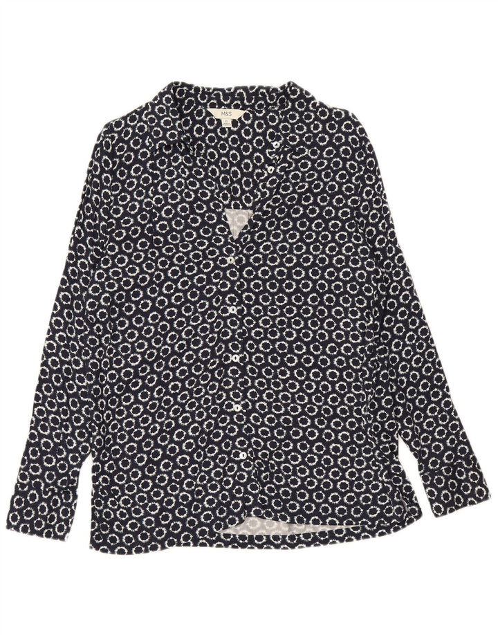 Marks & Spencer Chemise ample pour femme UK 12 Bleu marine moyen géométrique