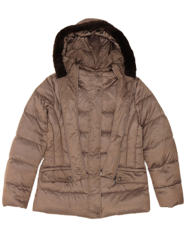 Geox Veste matelassée à capuche Respira pour femme UK 12 Gris moyen Polyester