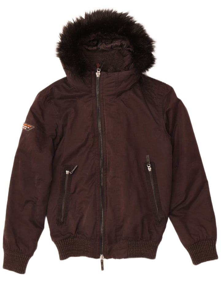 Superdry Veste bomber à capuche pour homme UK 38 Medium Noir Polyester