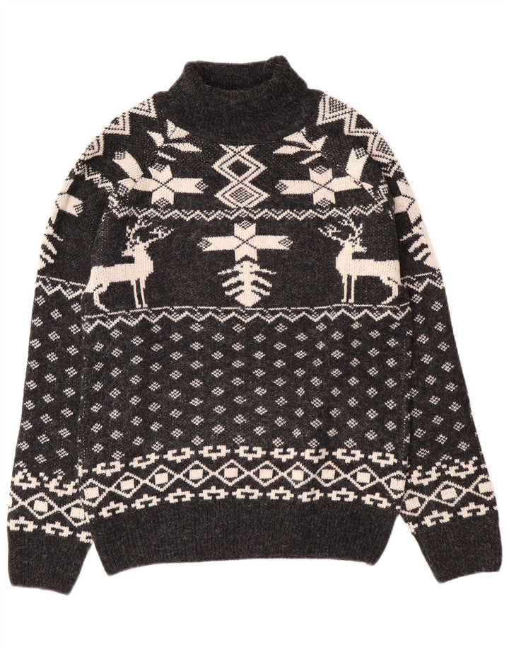 Aton Pull col roulé pour homme Noir moyen Fair Isle Christmas