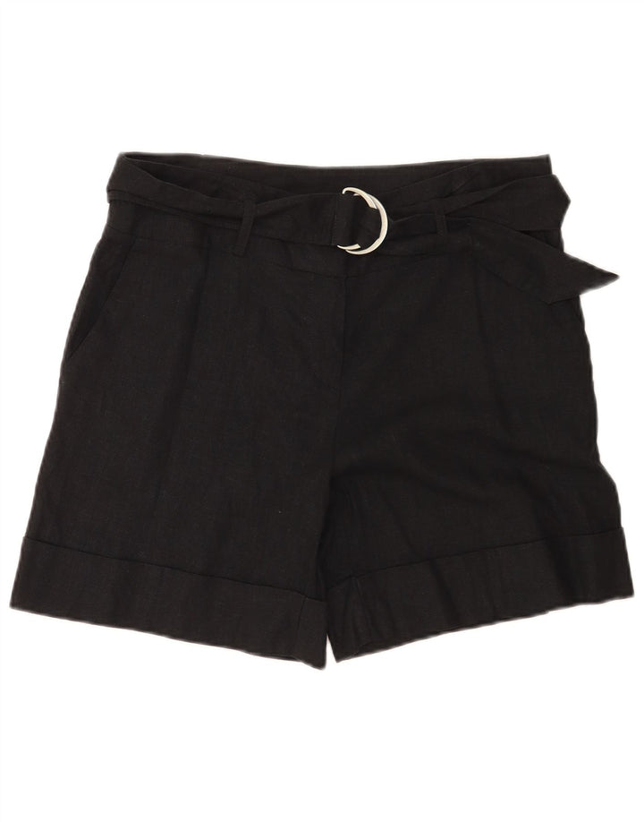 Marks & Spencer Short décontracté pour femme UK 12 Medium W32 Lin noir