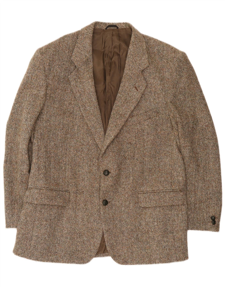 Harris Tweed Veste blazer à 2 boutons pour homme UK 44 XL en laine marron