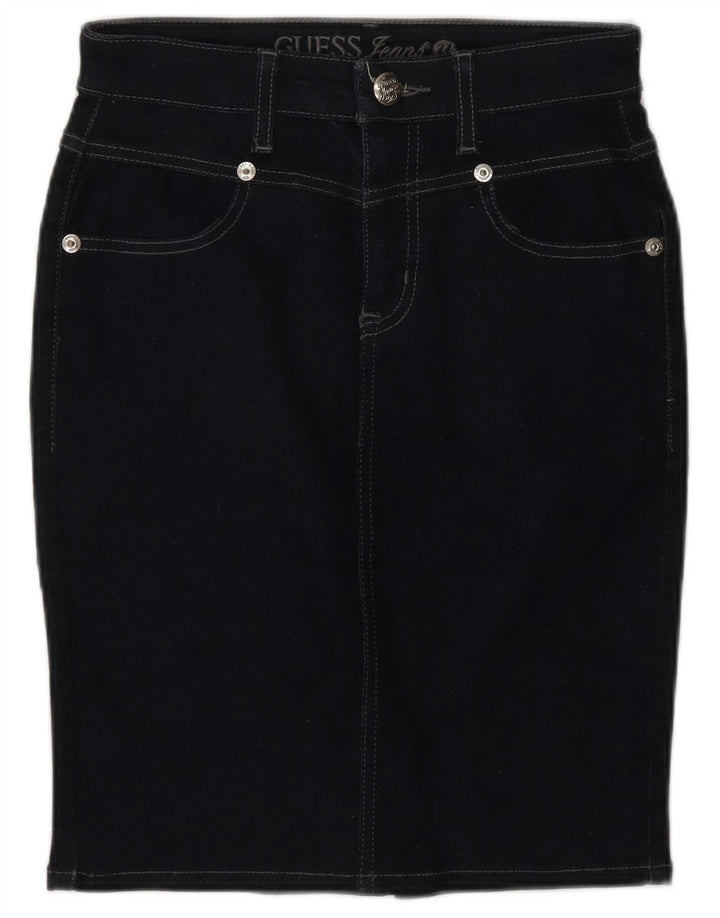 Guess Femme Jupe En Jean W28 Bleu Marine Moyen Coton
