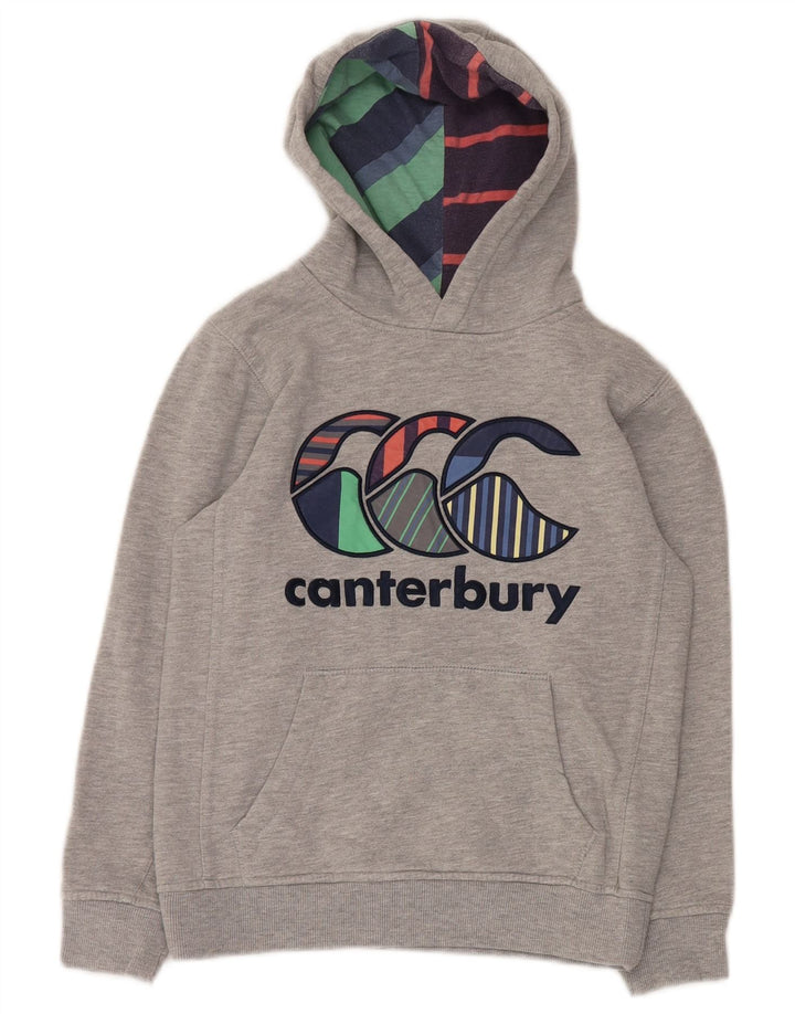 CANTERBURY Pull à capuche graphique pour garçon 9-10 ans Gris Coton