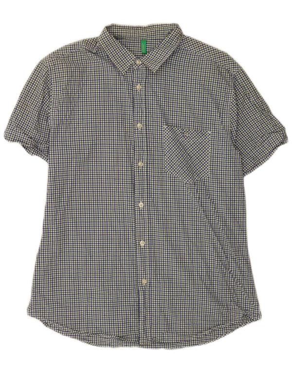 Benetton Chemise à Manches Courtes Homme Vichy Multicolore Moyen