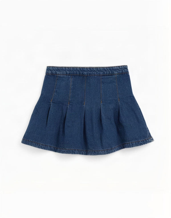 Marks & Spencer Jupe plissée en jean fille 10-11 ans W24 Bleu Coton