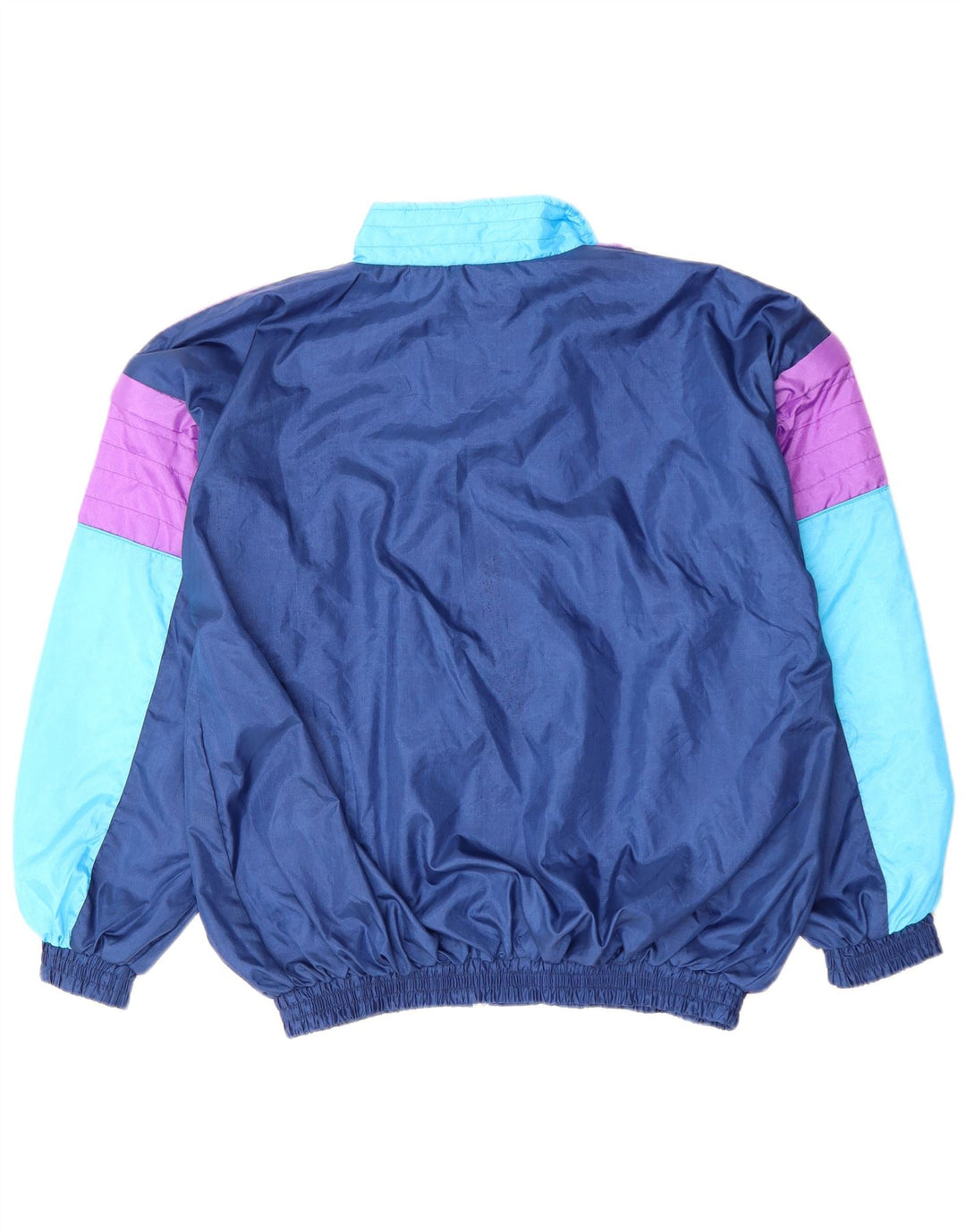 VINTAGE Veste de survêtement pour homme XL Bleu Colorblock Nylon