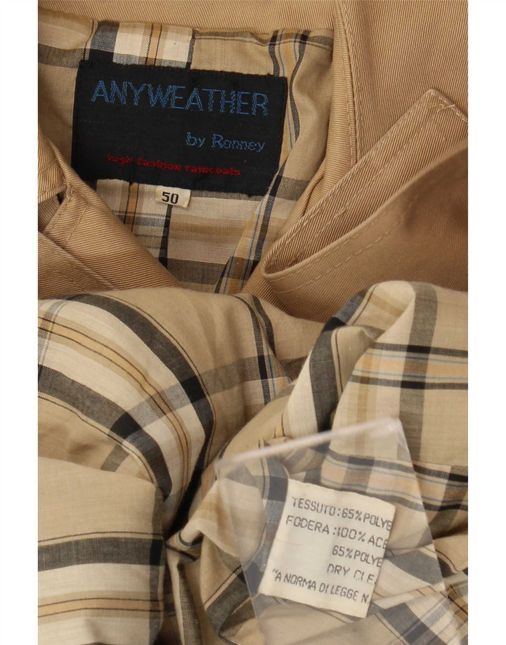 vintage Femme Double Breasted Trench Coat IT 50 XL Beige Polyester