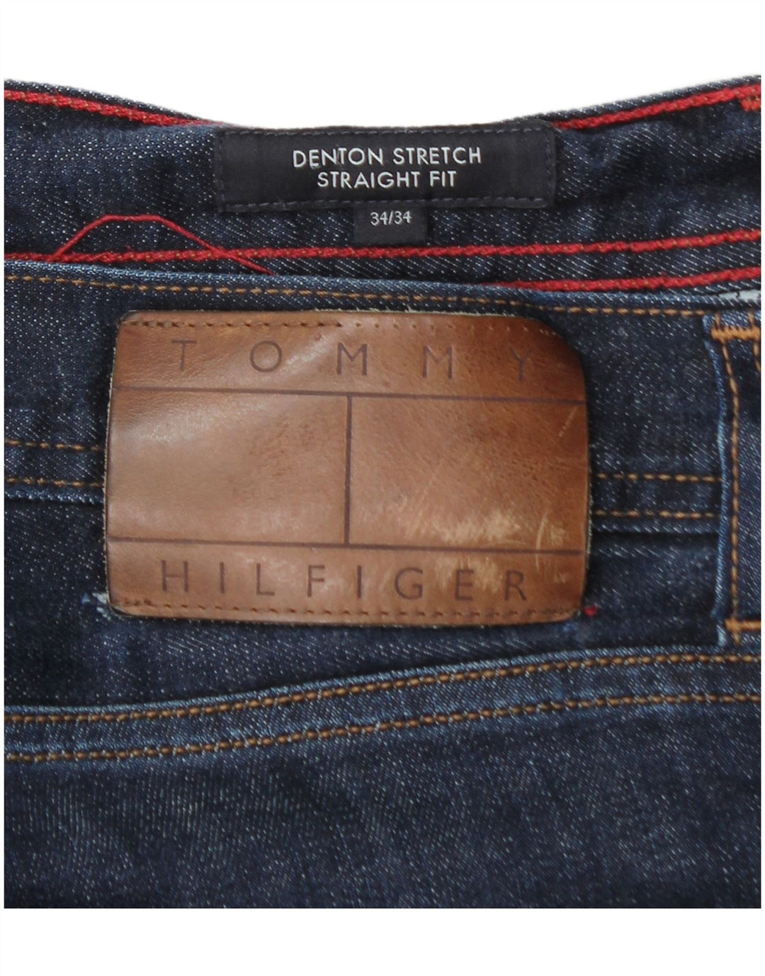 TOMMY HILFIGER Jean Droit Denton Homme W34 L34 Bleu Marine Coton