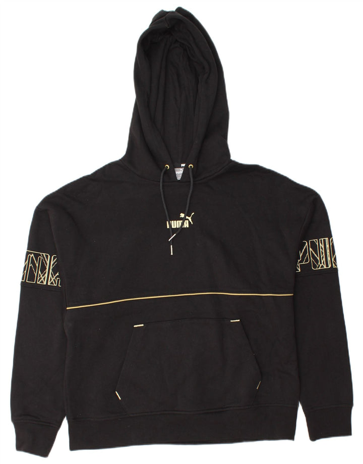 PUMA Pull à capuche graphique pour femme UK 14 Coton noir moyen