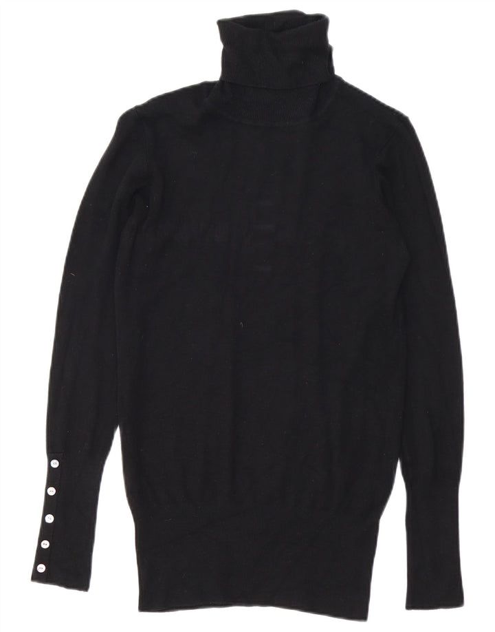 Zara Pull col roulé pour femme UK 14 Rayonne noire moyenne