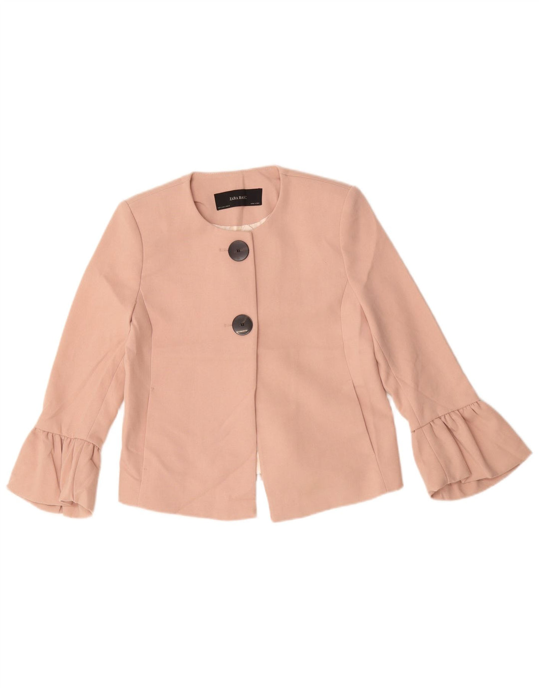 Zara Womens Crop 2 Button Blazer Jacket UK 10 Petit Rose Polyester
