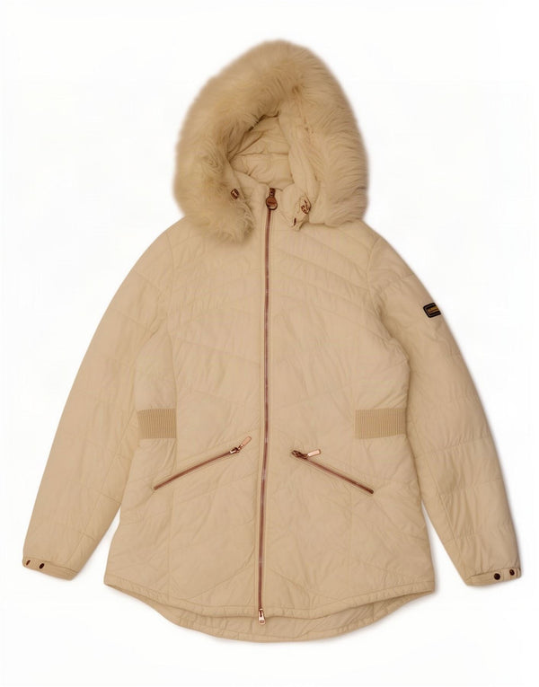 Barbour Veste matelassée à capuche pour femme UK 16 Large Blanc