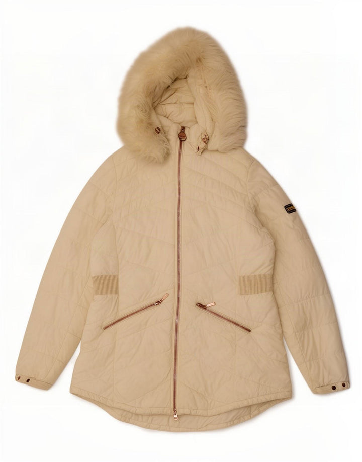 Barbour Veste matelassée à capuche pour femme UK 16 Large Blanc
