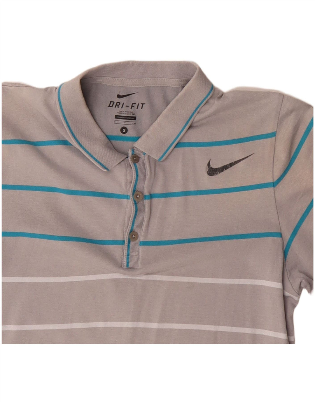 Nike Homme Dri Fit Polo Petit Gris Rayé Coton