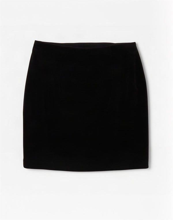 vintage Femme Velours Mini Jupe UK 14 Moyen W30 Coton Noir