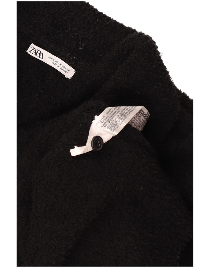 Zara Pull polaire à col polo pour homme XL Noir Polyester