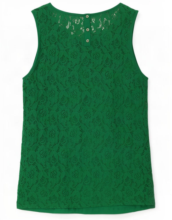 Massimo Dutti Chemisier sans manches en dentelle pour femme UK 10 Petit vert floral