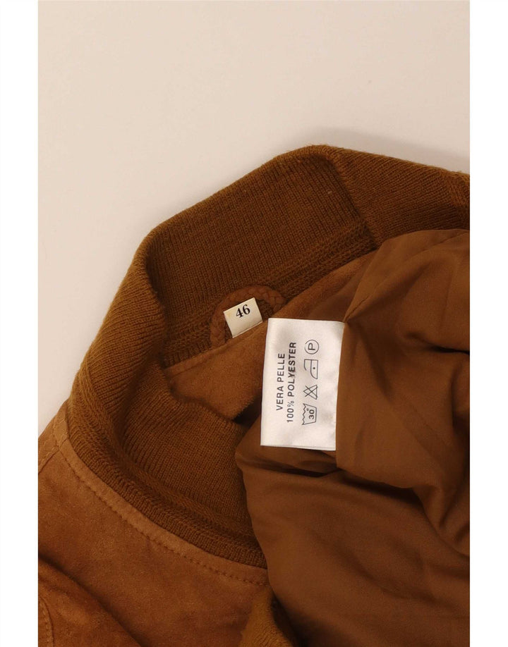 Blouson aviateur vintage en daim pour homme IT 46 petit cuir marron