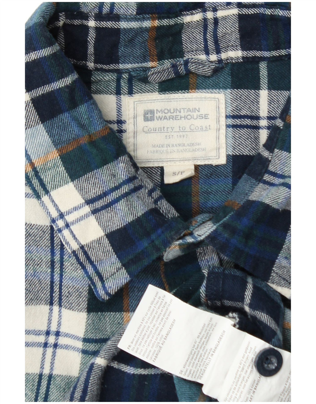 Mountain Warehouse Chemise en flanelle pour homme en coton à petits carreaux bleus