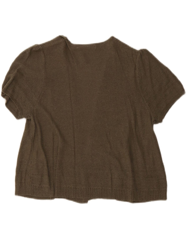 Marks & Spencer Pull cardigan à manches courtes pour femme UK 14 Kaki moyen