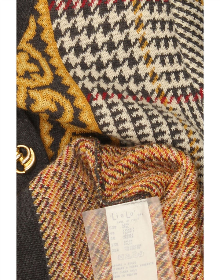 Liola Womens Cardigan Sweater UK 12 Medium Multicolore Pied-de-Poule Laine