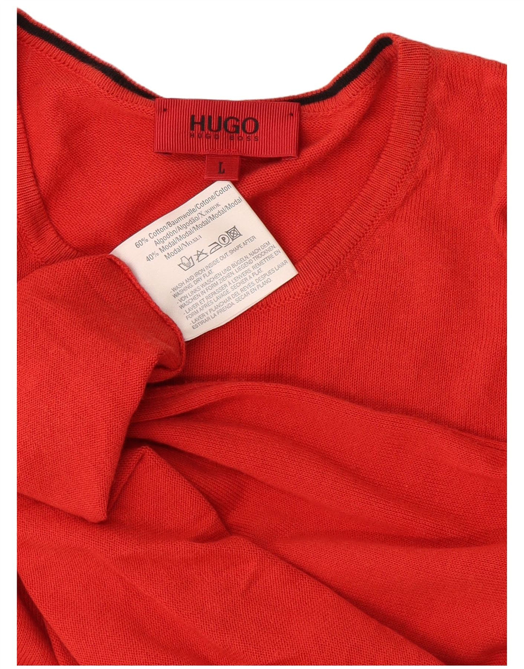 Hugo Boss Pull ras du cou pour homme en coton rouge Large