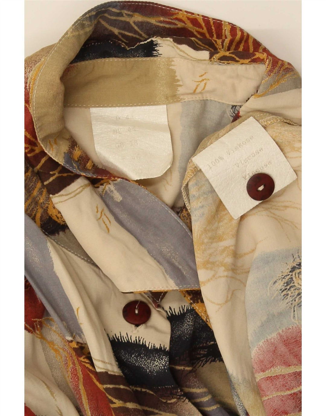 vintage Femme Chemise Blouse UK 18 XL Multicolore Patchwork Viscose