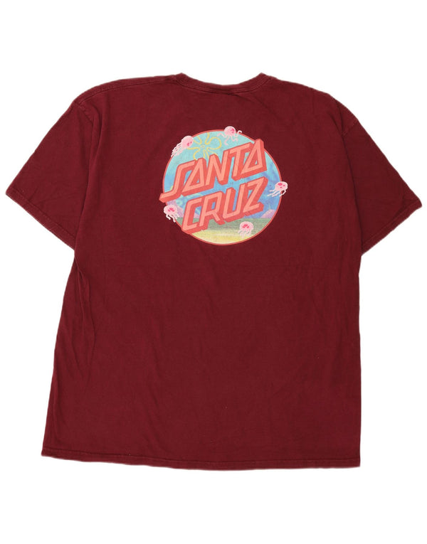 Santa Cruz T-shirt graphique pour homme en coton rayé bordeaux