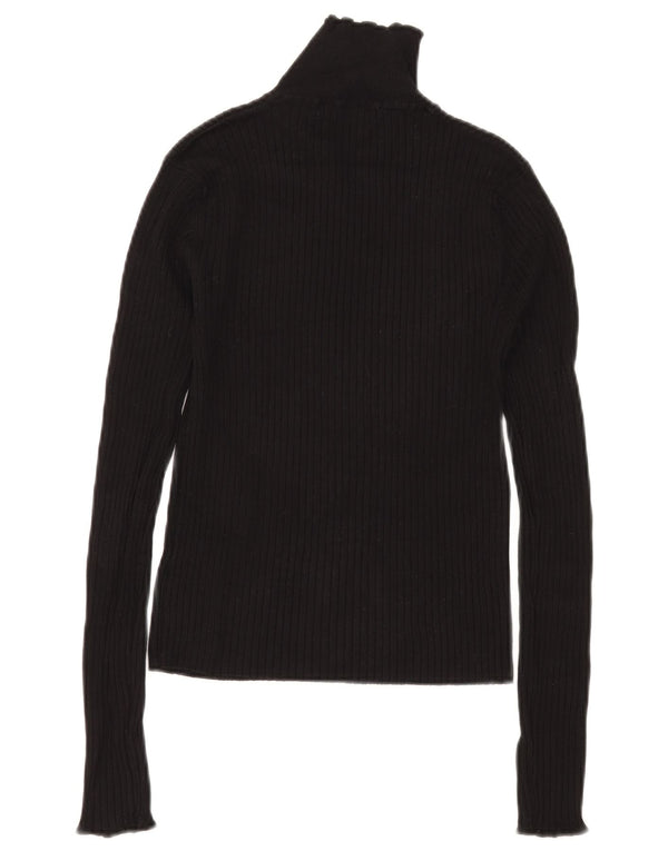 Zara Pull col roulé pour femme UK 12 Medium Noir Viscose