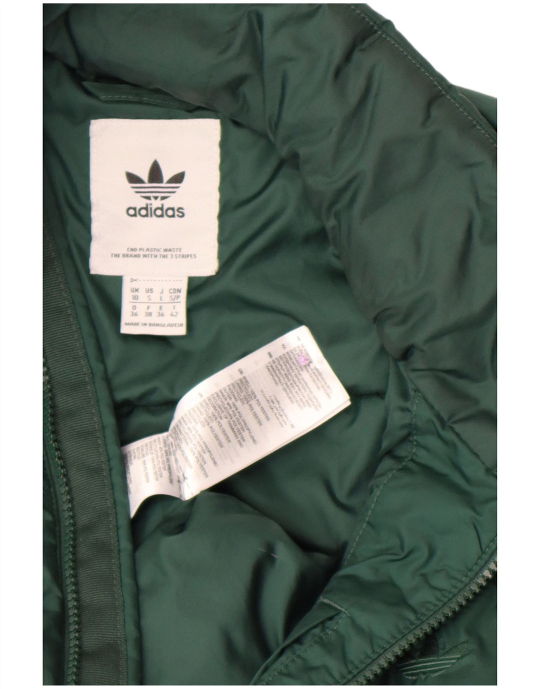 Adidas Veste rembourrée surdimensionnée pour femme UK 10 Petit Vert Polyester
